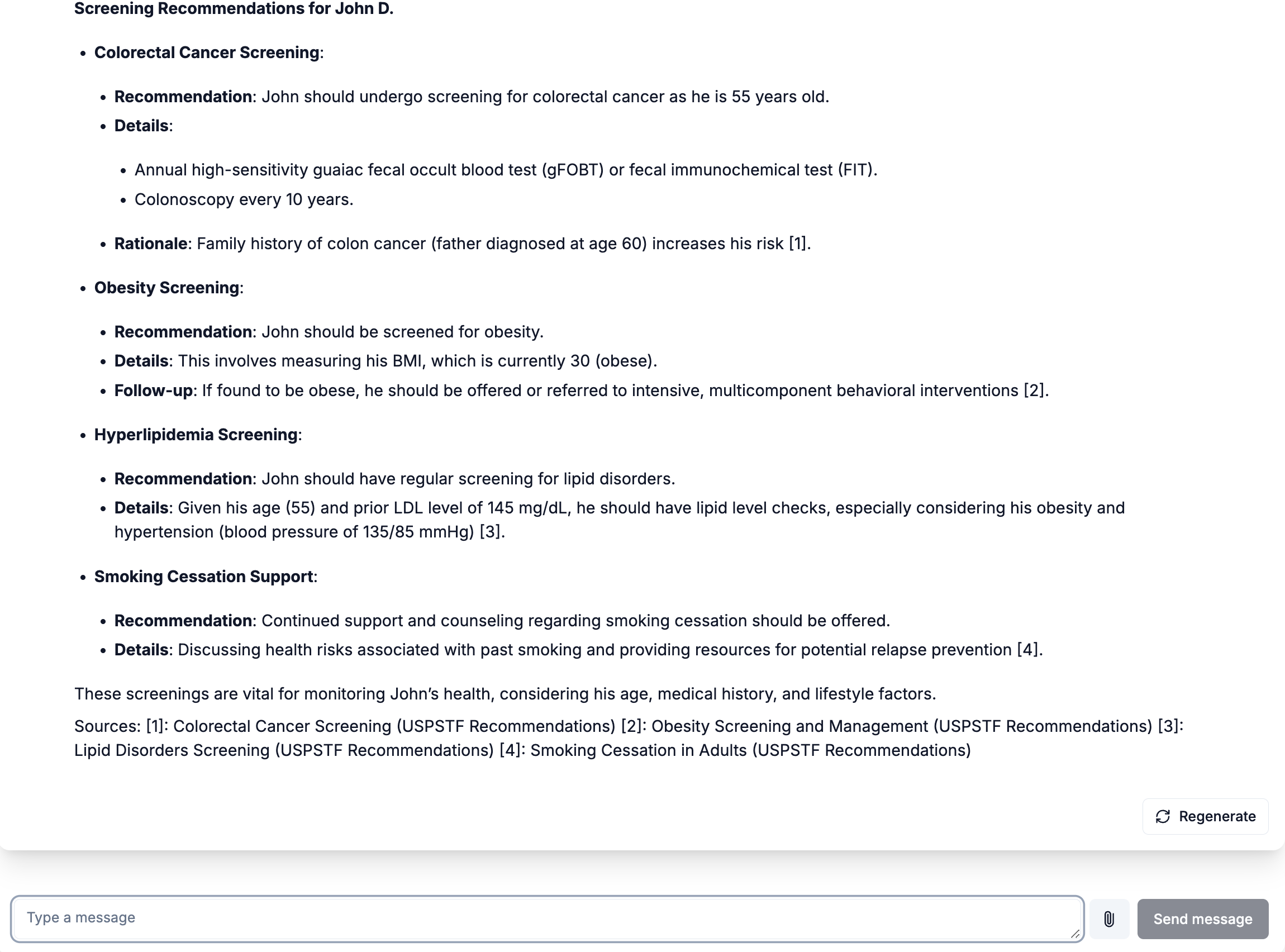 USPTF Screening AI Agent Screenshot 1
